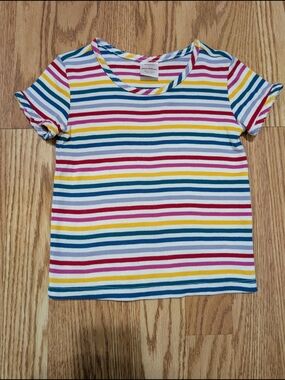 Hanna Andersson Pima Cotton Bright Basics Short Sleeve Rainbow Stripes tee 100 4
